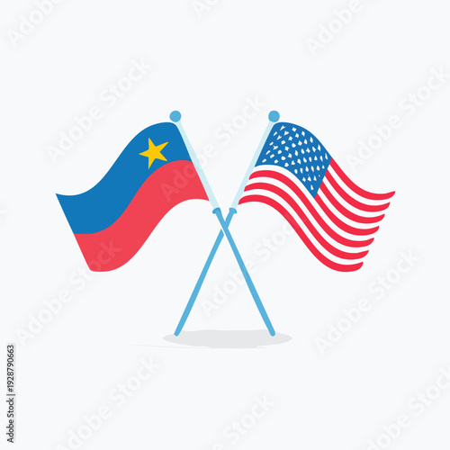 Flags of Liechtenstein and United States of America.