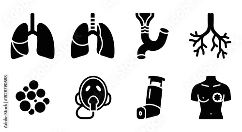 Respiratory System Disease and Lung Health Medical Icon Collection