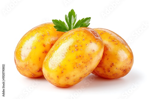 Wallpaper Mural Fresh golden potatoes with green leaves. Torontodigital.ca