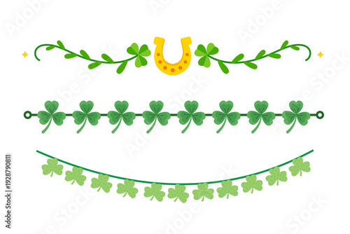 three leaf clover shamrock plants luck lucky wealth fortune abundance symbol logo border illustration elements clip art isolated background set