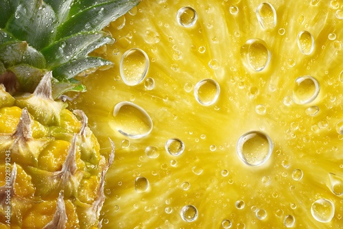 Wallpaper Mural Fresh Pineapple Closeup with Water Droplets. Torontodigital.ca