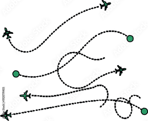 described presents a whimsical and stylized representation of airplane flight paths, likely intended to convey the concept of air travel in a playful manner. 