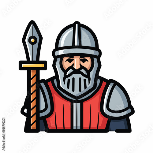 A cartoon knight in armor with a sword