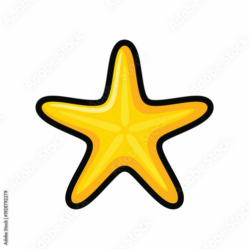 A cartoonish golden star with a black outline