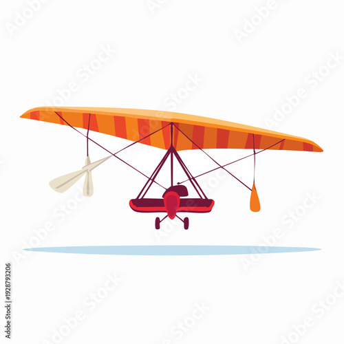 Hang Glider Flying in the Sky with Orange and Red Stripes.
