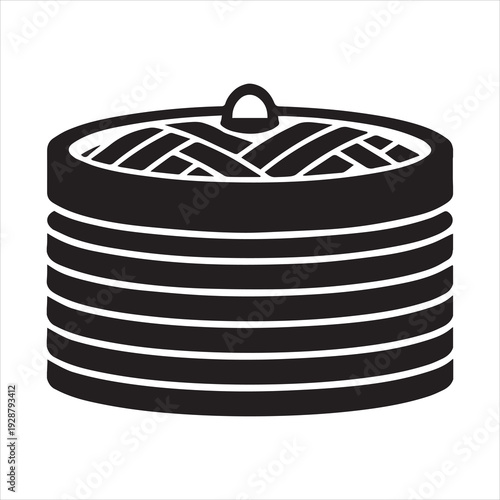 Traditional Bamboo Steamer Silhouettes for Dim Sum and Asian Fusion Branding.