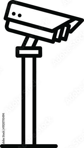 Simple line drawing of a security camera mounted on a stand
