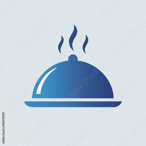 Hot Food Serving Tray Icon with Steam.