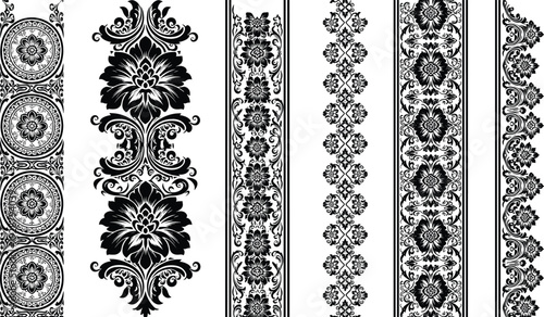 Ornamental floral border patterns vector set with vintage decorative lace style elements for frames invitations and classic design isolated on white background