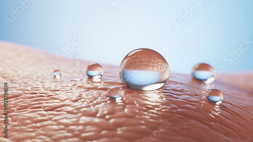  water droplets on the human skin surface.