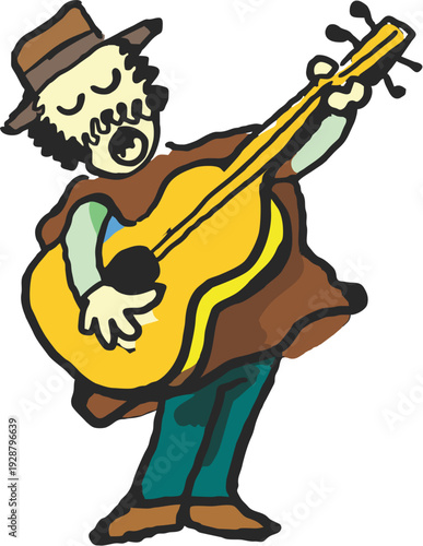 Campesino dando serenata con una guitarra