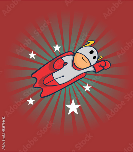 super héroe infantil con traje gris y botas rojas con capa