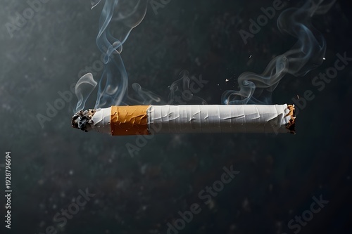 Anti-smoking awareness template, close-up cigarette smoke fading
