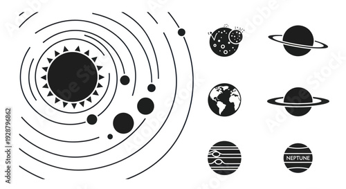 Solar System Planets and Orbit Infographic Vector Elements