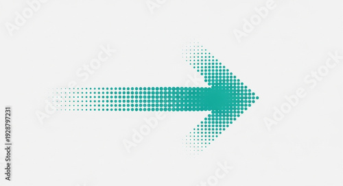 Teal arrow graphic made of dots pointing right.