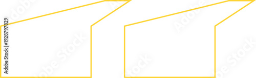 Two abstract yellow and orange line art shapes on a white background