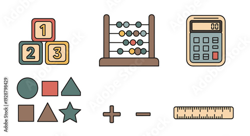 Early Childhood Math Education Tools and Basic Geometry Shapes Set