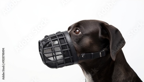 Muzzle for dog on white background