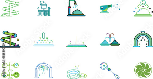 Green Energy and Environmental Protection Line Icons Set