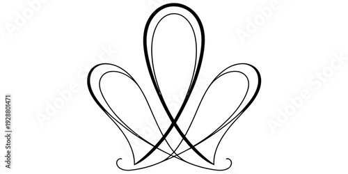 Elegant black and white calligraphic decorative flourish element for vintage design projects