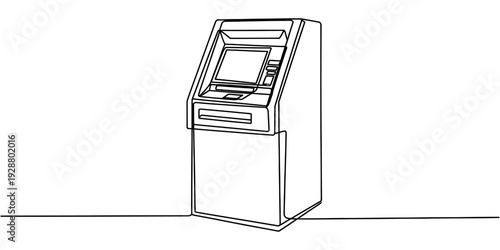 Minimalist Line Drawing of ATM Machine Banking Terminal