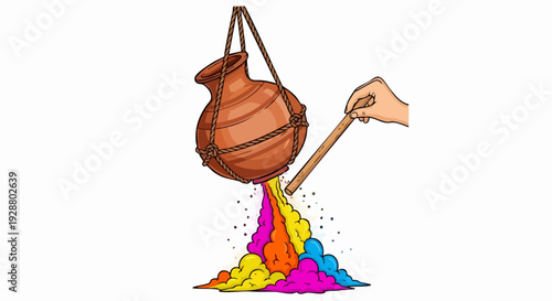 hand pouring colorful powder rainbow spill.