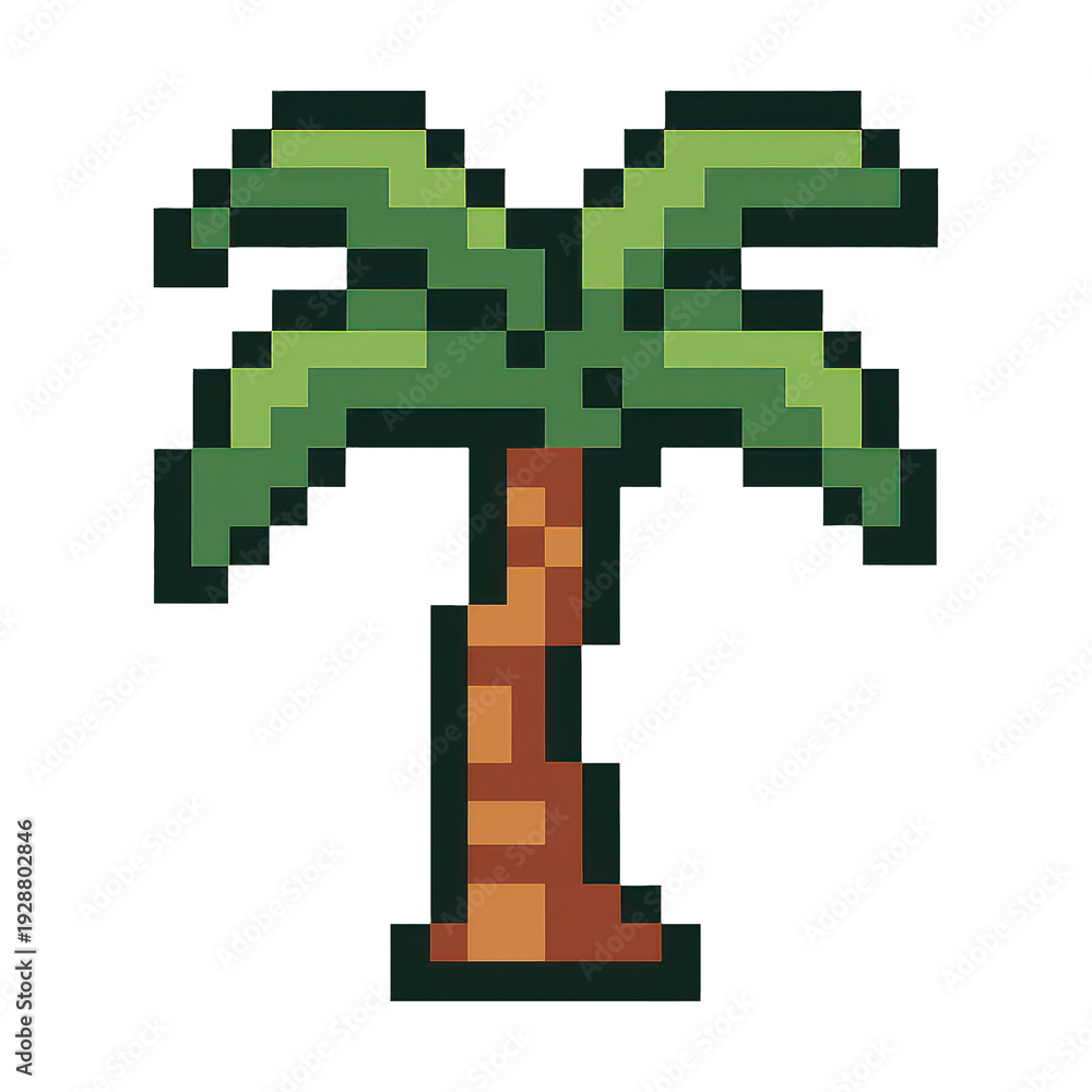 Obraz premium PNG Retro pixelated palm tree illustration.