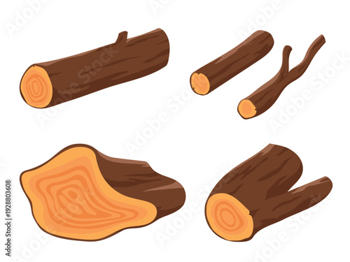 Wooden log collection, wooden logs cartoon