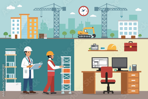 Workers With Construction Offic Creative Visual Great for Commercial Projects