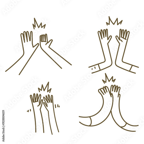 hand drawn doodle palm high five illustration cartoon collection