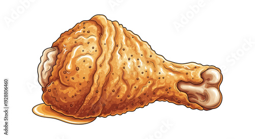 Crispy Golden Fried Chicken Drumstick Illustration