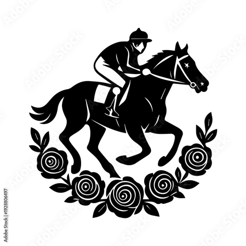 Horse with rose garland icon with transparent background equestrian celebration symbol

