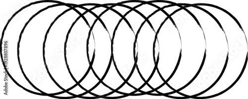Coil spring illustration with multiple circular loops in a cylindrical shape