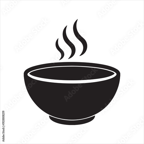 Silhouette of a hot soup bowl with steam isolated on transparent background silhouette