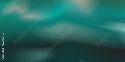 Abstract Dark Teal and Emerald Green Fluid Gradient Background with Soft Wave Shapes