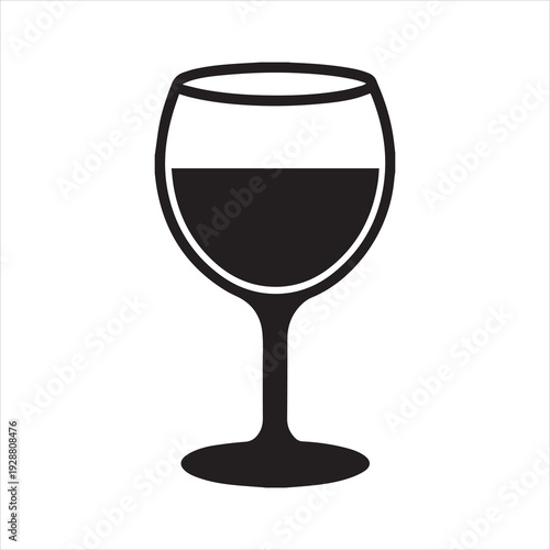 Simple wine glass silhouette icon isolated on transparent background