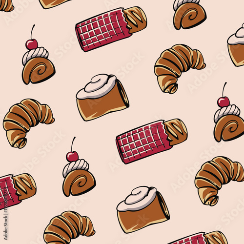 Pattern Coffee Shop Hand Drawn Illustration Design