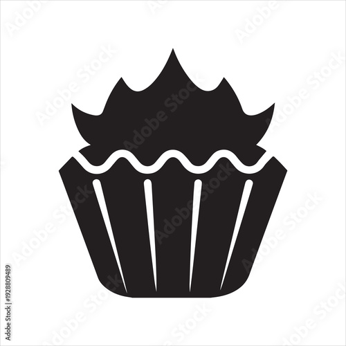 Cupcake liner with frosting silhouette isolated on transparent background