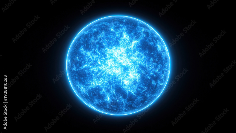 Obraz premium blue sun circle energy light background