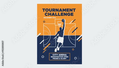 Basketball Tournament Challenge Poster Template for Exciting Sports Event Promotion