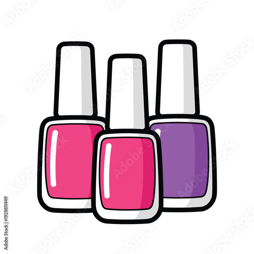 Nail polish bottles arranged together showcasing cosmetics, beauty products, manicure essentials, nail care, and salon supplies in a simple illustration.