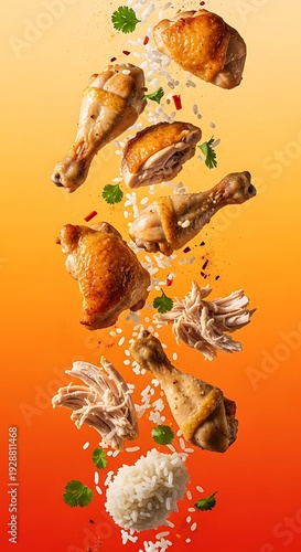 Delicious Roasted Chicken and Rice Falling with Spices