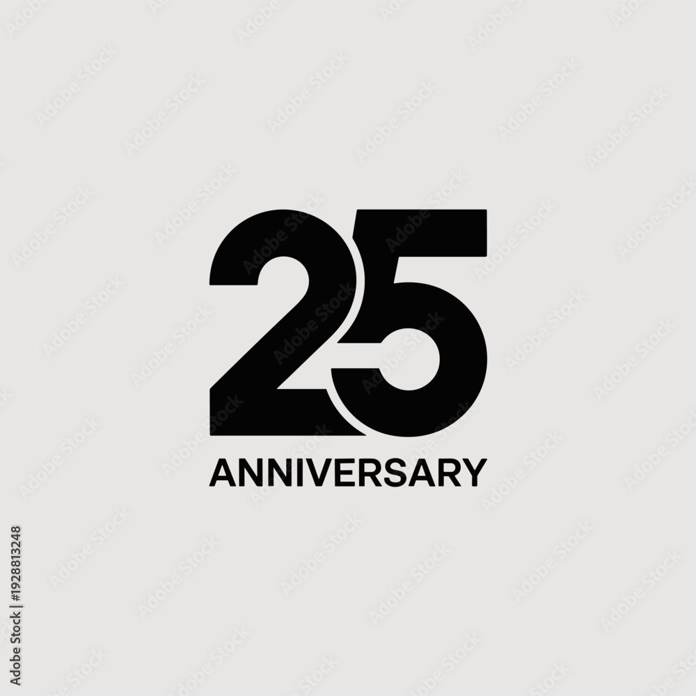 Fototapeta premium 25th Anniversary Minimal Black and White Design