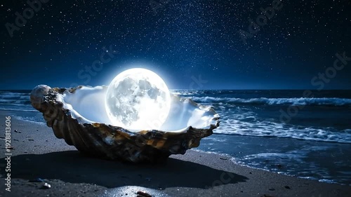 Moon as a Giant Pearl in Shell