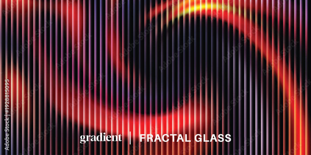 Fototapeta premium Ribbed glass texture with flowing gradients on dark background, abstract modern design for UI, digital art, and creative branding.