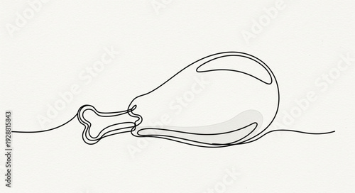 Single line drawing of a delicious chicken leg on a white background.