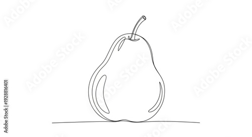 Single pear outline drawing on white background.