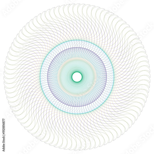 Decorative guilloche line art with complex geometric curves and classic engraving style. Ideal for official documents, banknote design, packaging, and premium layouts