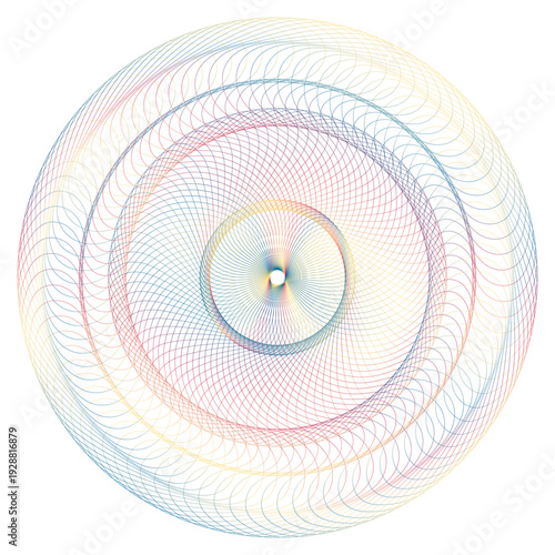 Decorative guilloche line art with complex geometric curves and classic engraving style. Ideal for official documents, banknote design, packaging, and premium layouts