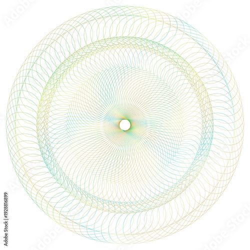 Decorative guilloche line art with complex geometric curves and classic engraving style. Ideal for official documents, banknote design, packaging, and premium layouts